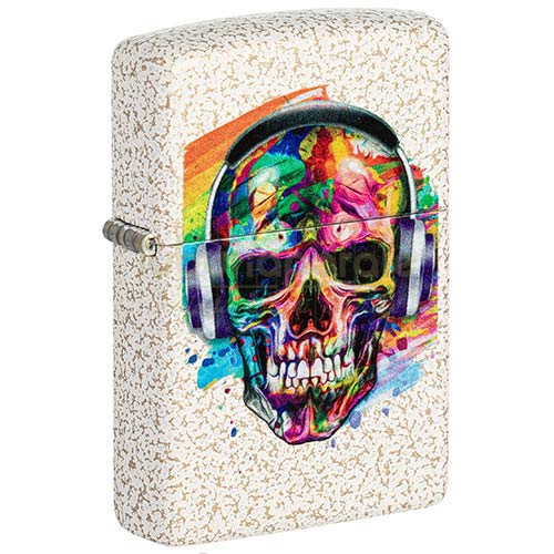 Bricheta originala cu flacara antivant Zippo editie speciala Skull Head Phones